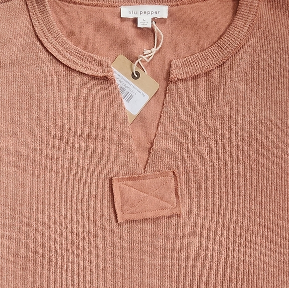 New With Tags 3/4 Sleeve Distressed Hem Knit Top - Picture 2 of 6